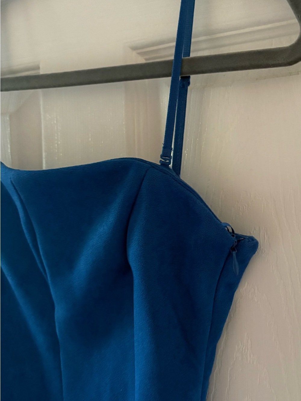 Zara Removable Strap Cobalt Blue Faux Suede Maxi Dress Size Medium NWT - Picture 11 of 14